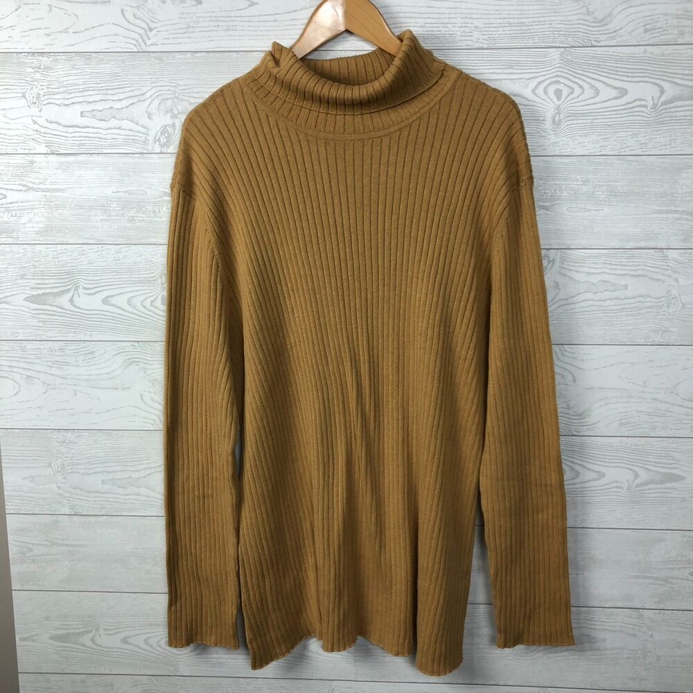 Jessica London Women's 30/32 Ribbed Long Sleeve Turtleneck Sweater Golden Yellow